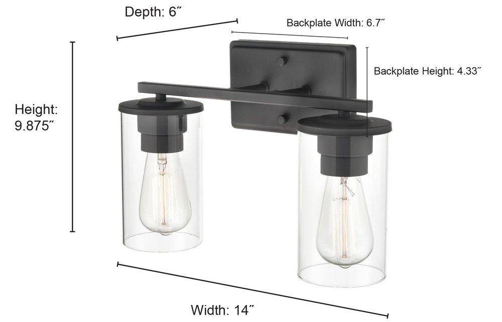 2-Light Vanity Fixture in Matte Black 