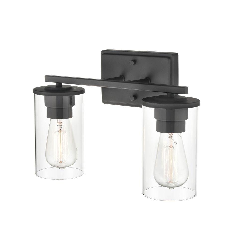 2-Light Vanity Fixture in Matte Black 