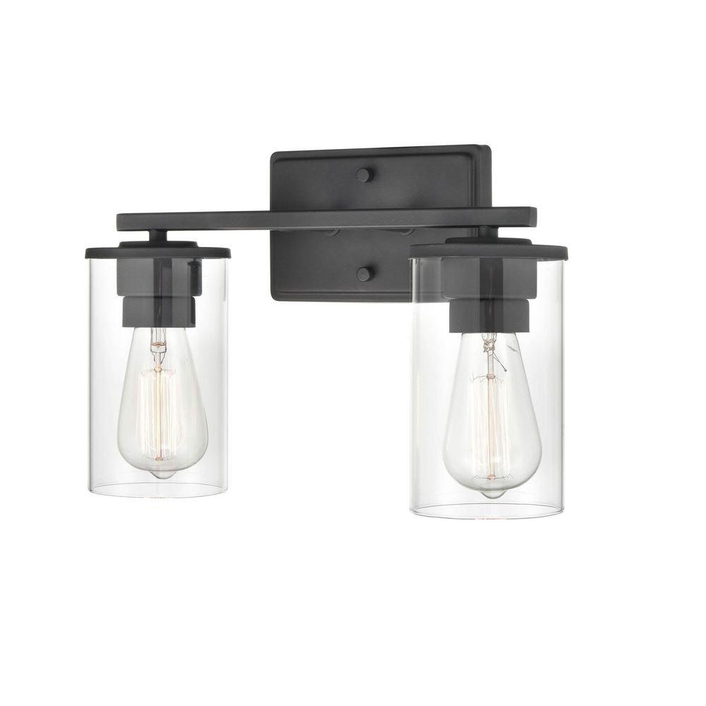 2-Light Vanity Fixture in Matte Black 