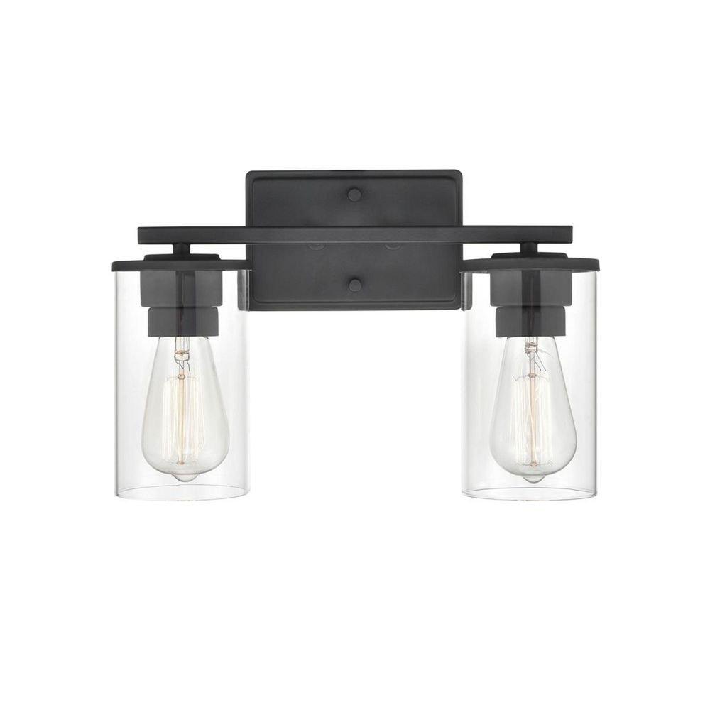2-Light Vanity Fixture in Matte Black 
