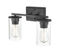 2-Light 14 in. Wide Bathroom Vanity Light in Matte Black