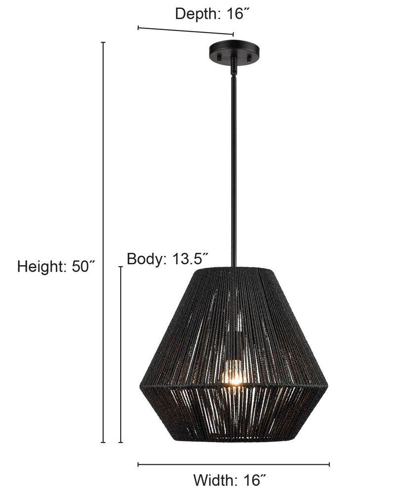 1-Light Pendant Light in Matte Black 