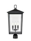 3-Light Outdoor Post Lantern in Powder Coated Black 