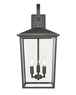 3-Light Outdoor Wall Sconce in Powder Coated Black