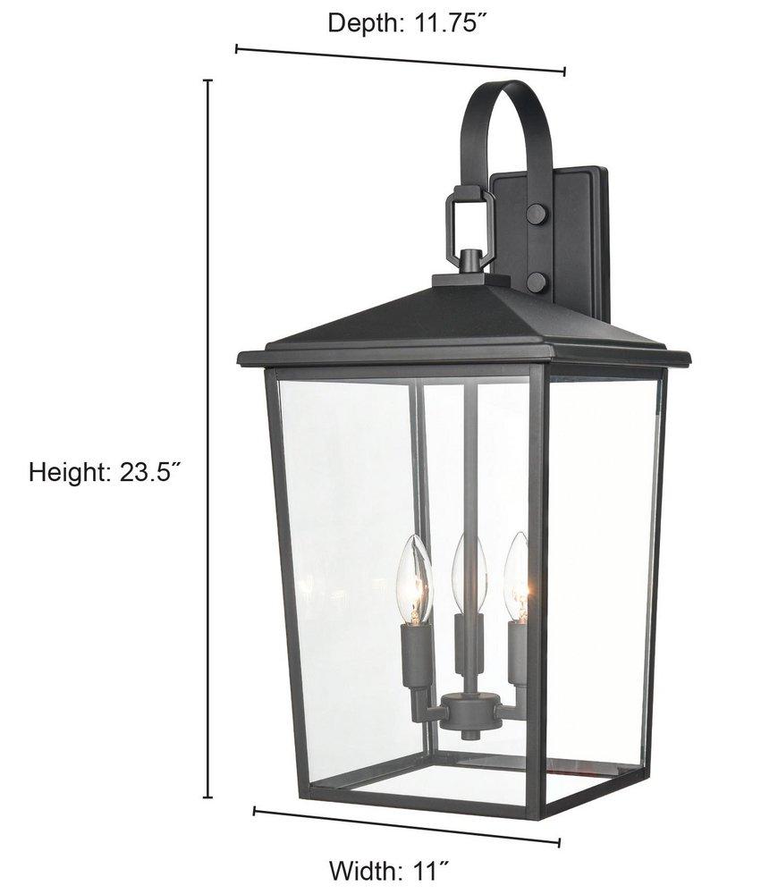 3-Light Outdoor Wall Sconce in Powder Coated Black 