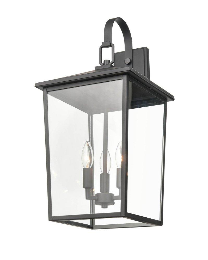 3-Light Outdoor Wall Sconce in Powder Coated Black 