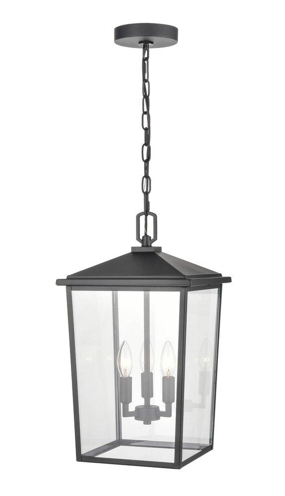 3-Light Outdoor Hanging Lantern in Powder Coated Black 