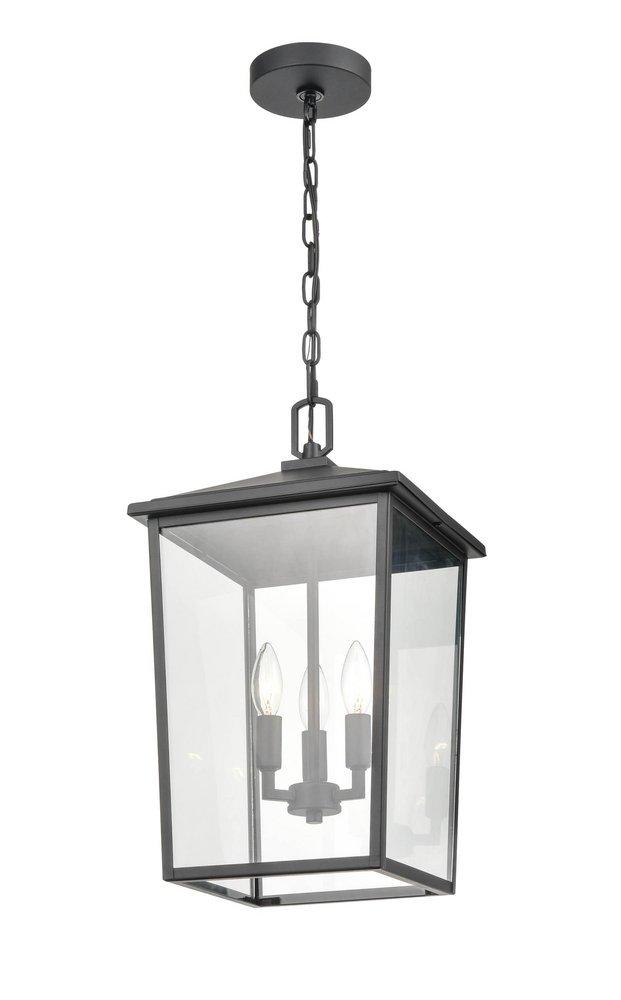 3-Light Outdoor Hanging Lantern in Powder Coated Black 
