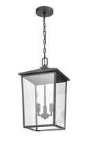 3-Light Outdoor Hanging Lantern in Powder Coated Black 