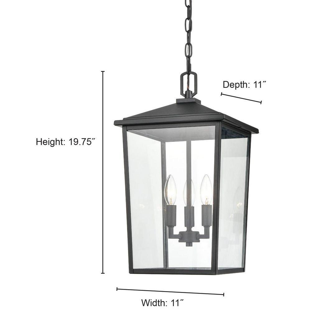 3-Light Outdoor Hanging Lantern in Powder Coated Black 
