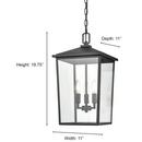 3-Light Outdoor Hanging Lantern in Powder Coated Black 