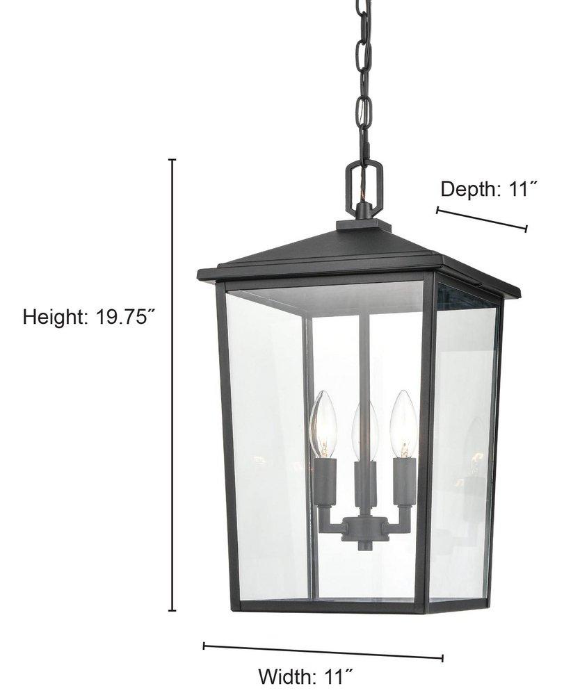 3-Light Outdoor Hanging Lantern in Powder Coated Black 