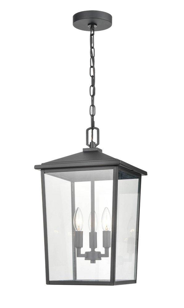 3-Light Outdoor Hanging Lantern in Powder Coated Black 