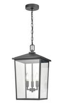 3-Light Outdoor Hanging Lantern in Powder Coated Black 