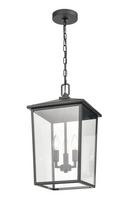 3-Light 11 in. Wide Outdoor Taper Candle Pendant in Powder Coat Black
