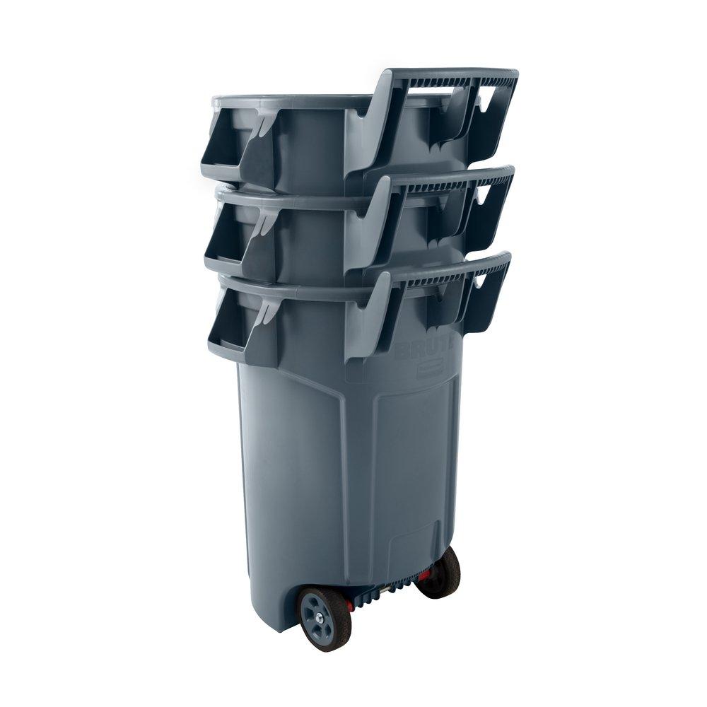 Vented Wheeled Brute 44 Gal Gray Waste Container 