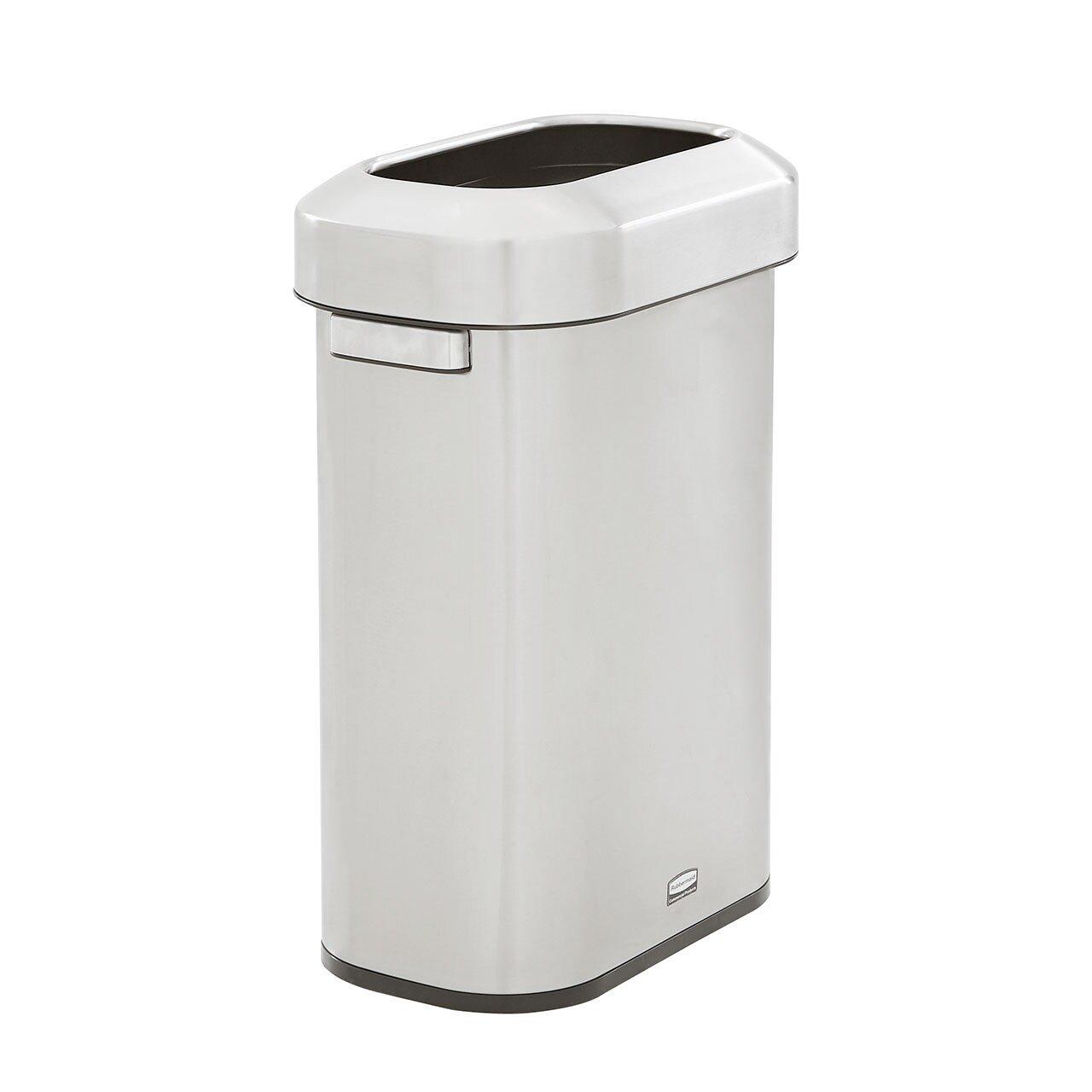 Rubbermaid Stainless Steel 18-1/5 x 25-3/5 x 11-3/10 in. Metal Trash Can in Stainless Steel 