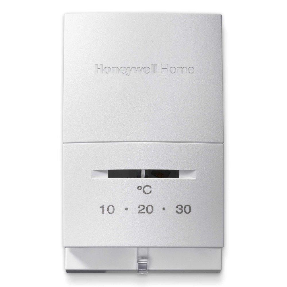 VERTICAL HEAT ONLY MECHANICAL THERMOSTAT. TERMINALS R W. SCALE 10-32C. SYSTEM SWITCH NONE. NO FAN SWITCH. 