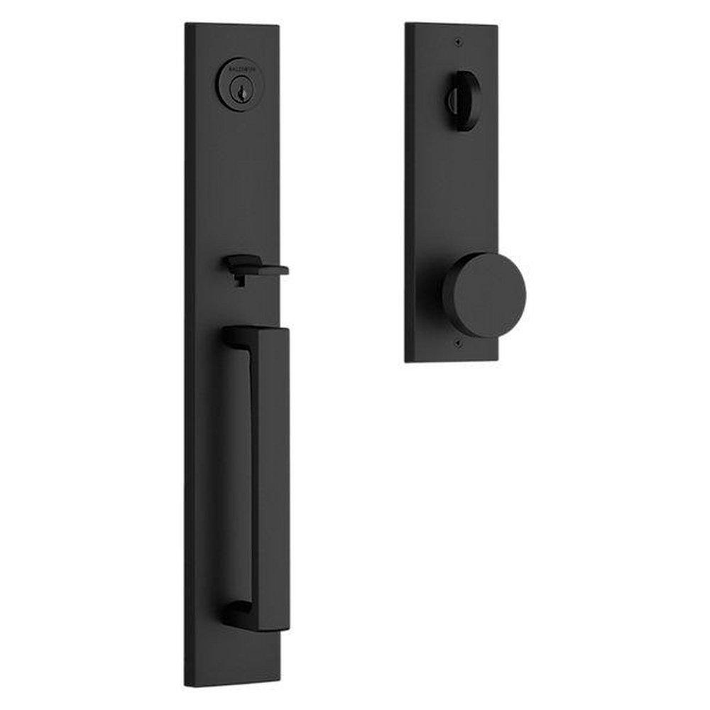 Baldwin Satin Black Grip Keyed Entry and Single Point Handle Set in Satin Black 