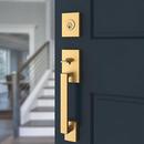Baldwin Lifetime Satin Brass Grip Keyed Entry and Single Point Cylinder in Lifetime Satin Brass 