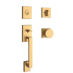 Grip Keyed Entry and Single Point Cylinder in Lifetime Satin Brass
