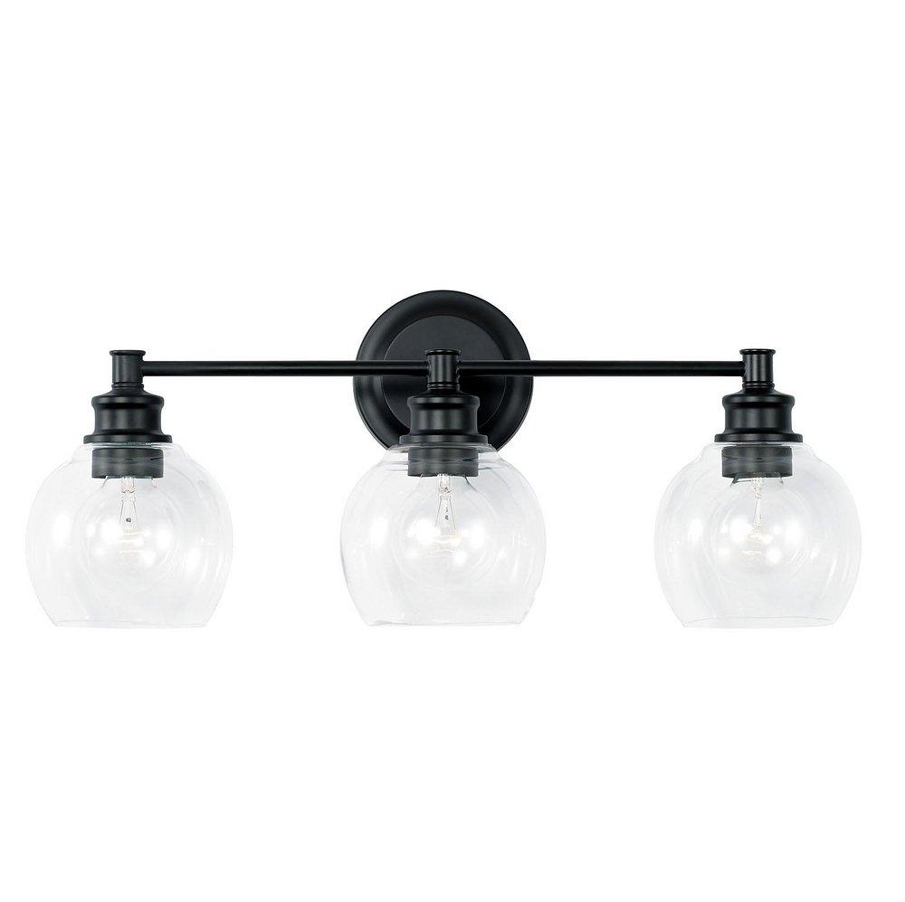 Capital Lighting Matte Black 300W 3-Light Medium E-26 Vanity Fixture 