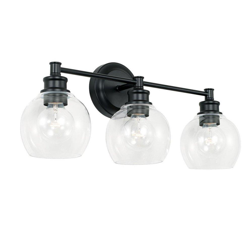 Capital Lighting Matte Black 300W 3-Light Medium E-26 Vanity Fixture 