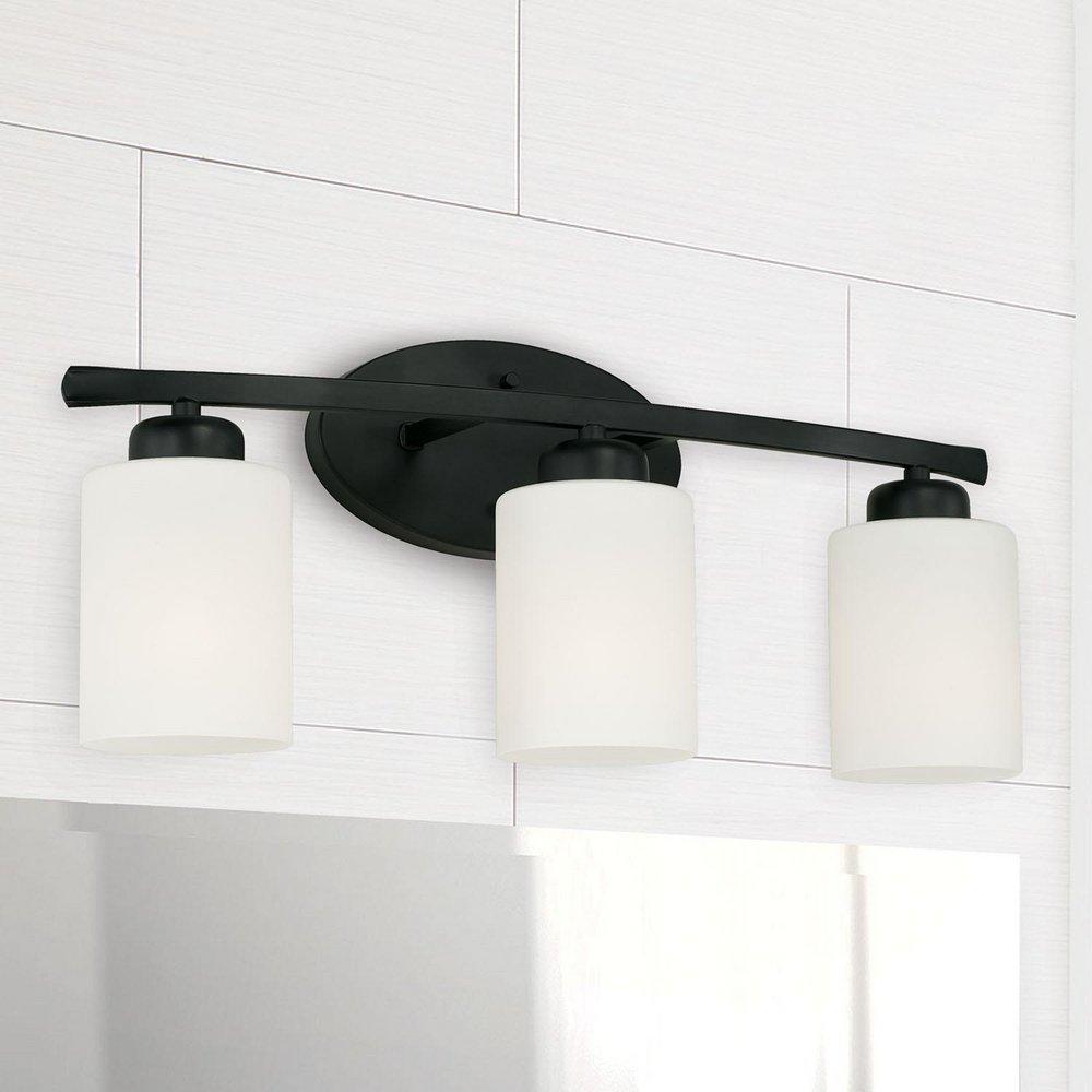 HomePlace by Capital Lighting Matte Black 300W 3-Light Medium E-26 Vanity Fixture 