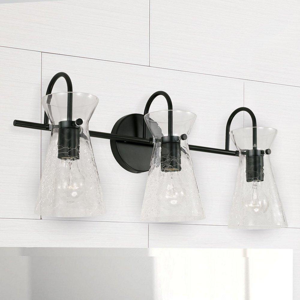 Capital Lighting Matte Black 300W 3-Light Medium E-26 Vanity Fixture 