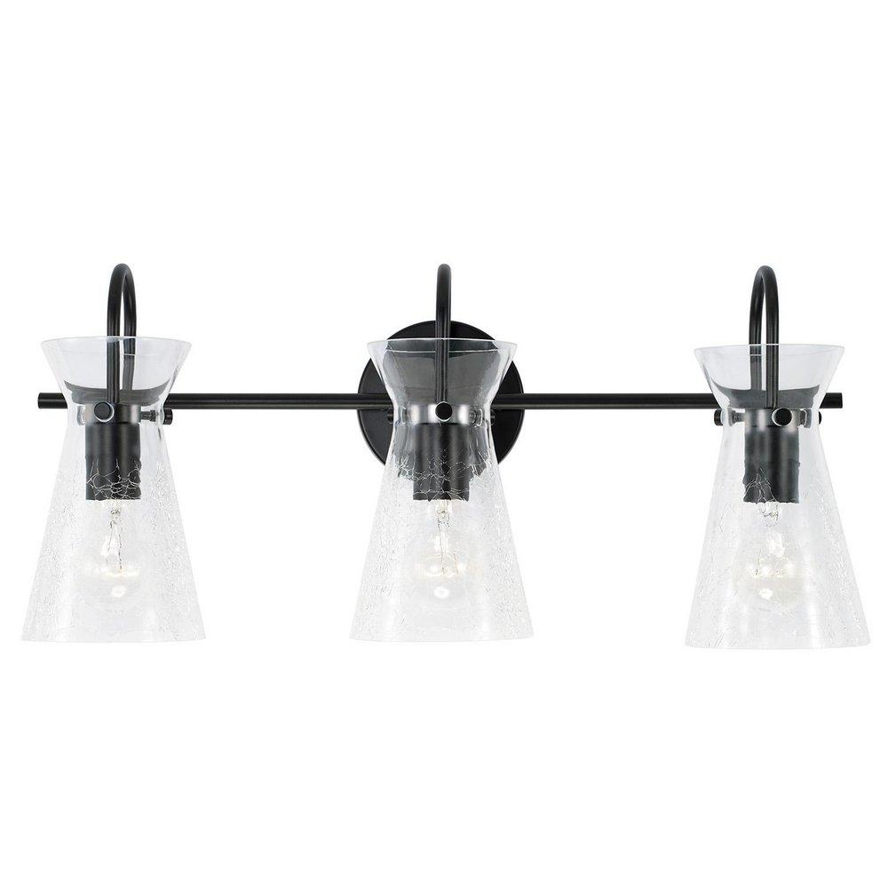 Capital Lighting Matte Black 300W 3-Light Medium E-26 Vanity Fixture 