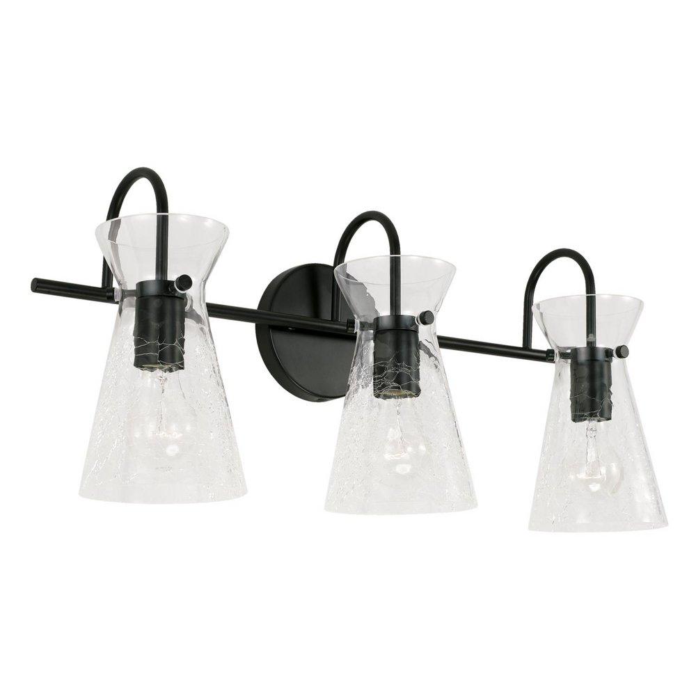 Capital Lighting Matte Black 300W 3-Light Medium E-26 Vanity Fixture 