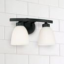13 2-LIGHT SOFT WHITE GLASS VANITY IN MATTE BLACK 