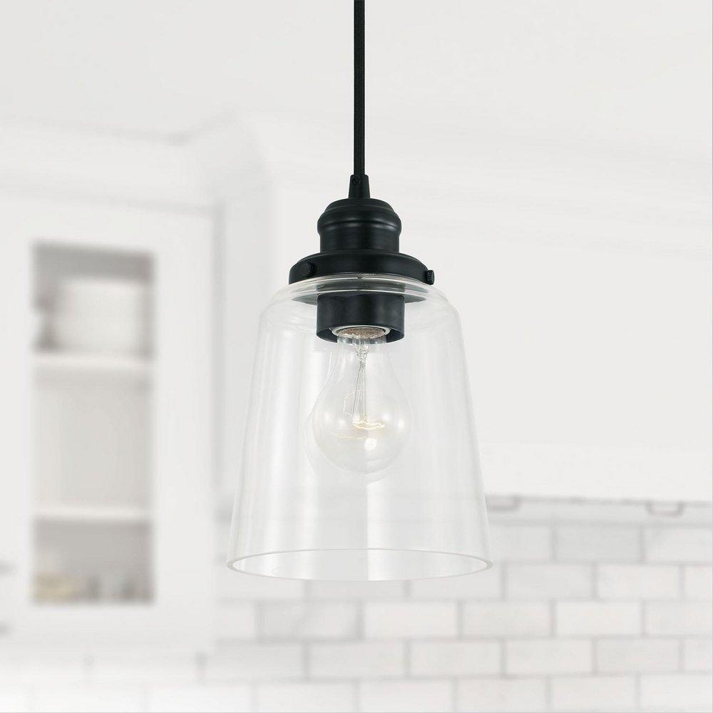 Capital Lighting Matte Black 100W 1-Light Medium E-26 Incandescent Pendant 