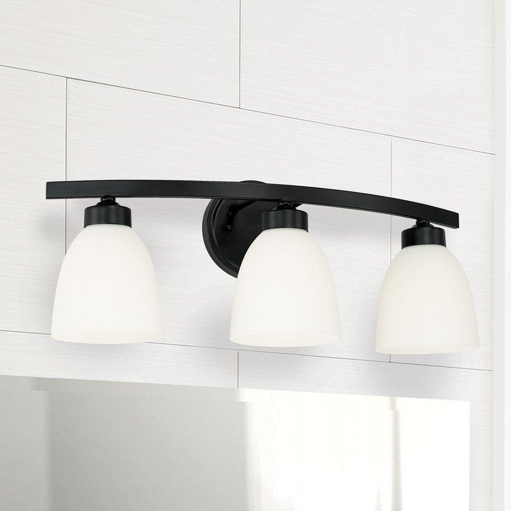 HomePlace by Capital Lighting Matte Black 300W 3-Light Medium E-26 Vanity Fixture 