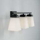 22 3-LIGHT VANITY IN MATTE BLACK WITH SOFT WHITE GLASS SHADE 