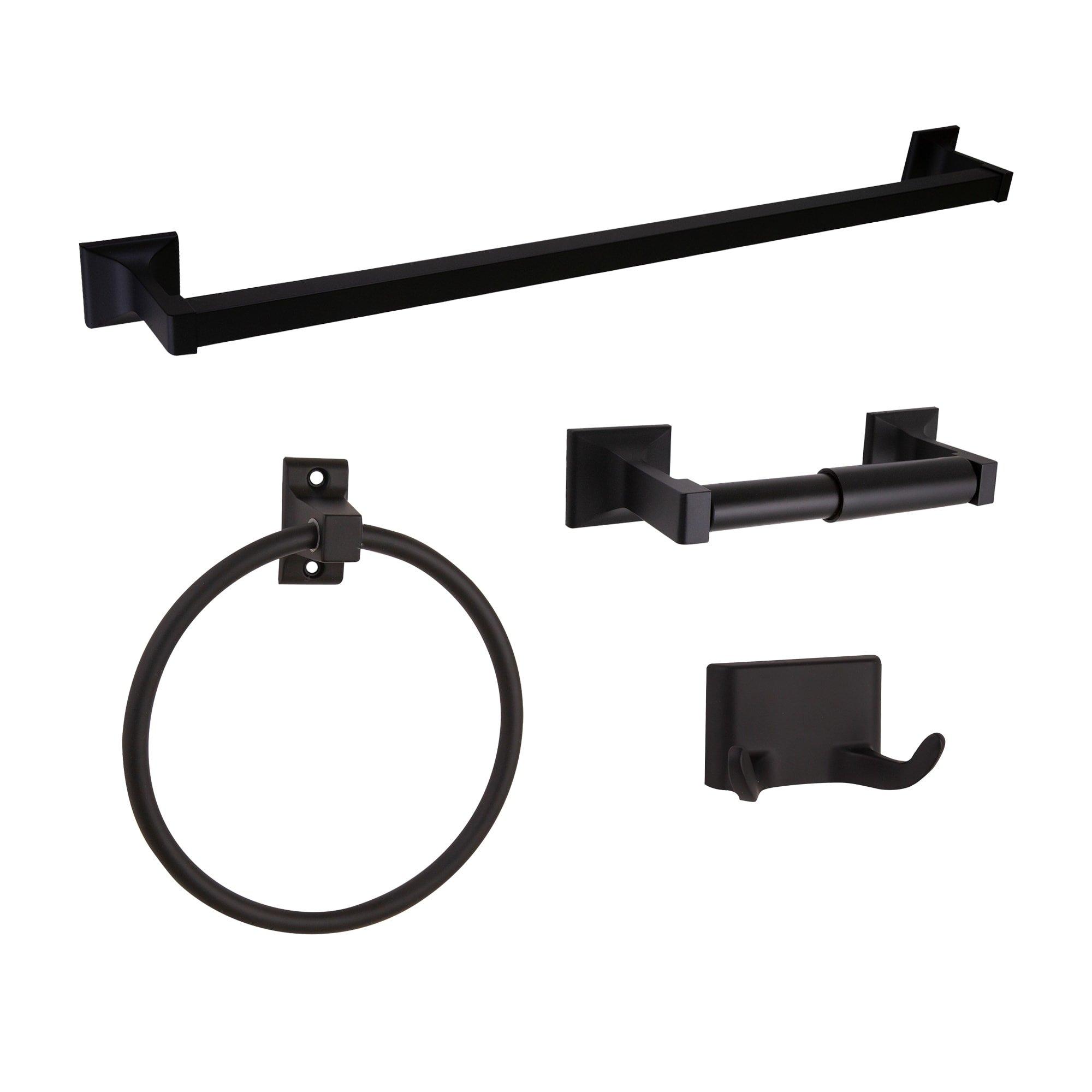 Design House Matte Black 25-81/100 x 1-97/100 x 6-11/25 in. Bathroom Accessory Set 