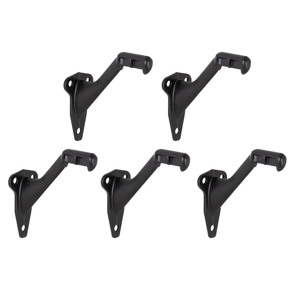 188151 STANDARD HANDRAIL BRACKET HEAVY DUTY HARDWARE FOR STAIRWAYS IN HOME OR OFFICE MATTE BLACK 5-PACK 