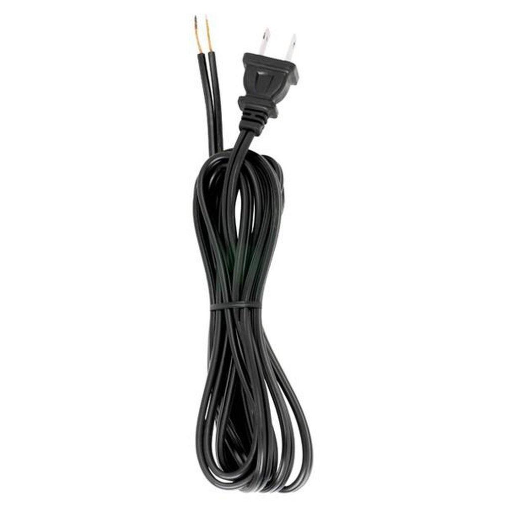 8 FT 18/2 BLACK CORD W/ MOLDED PLUG 