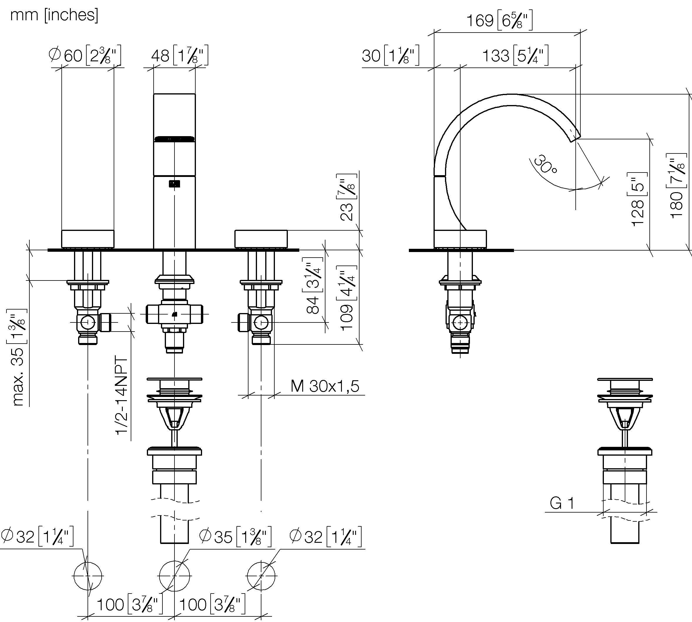 Dornbracht USA Brushed Durabrass (23kt) Two Handle Bathroom Sink Faucet 
