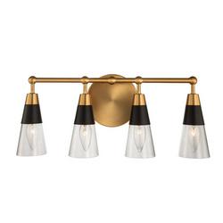 40W 4-Light Candelabra E-12 Vanity Fixture in Matte Black with New Brass