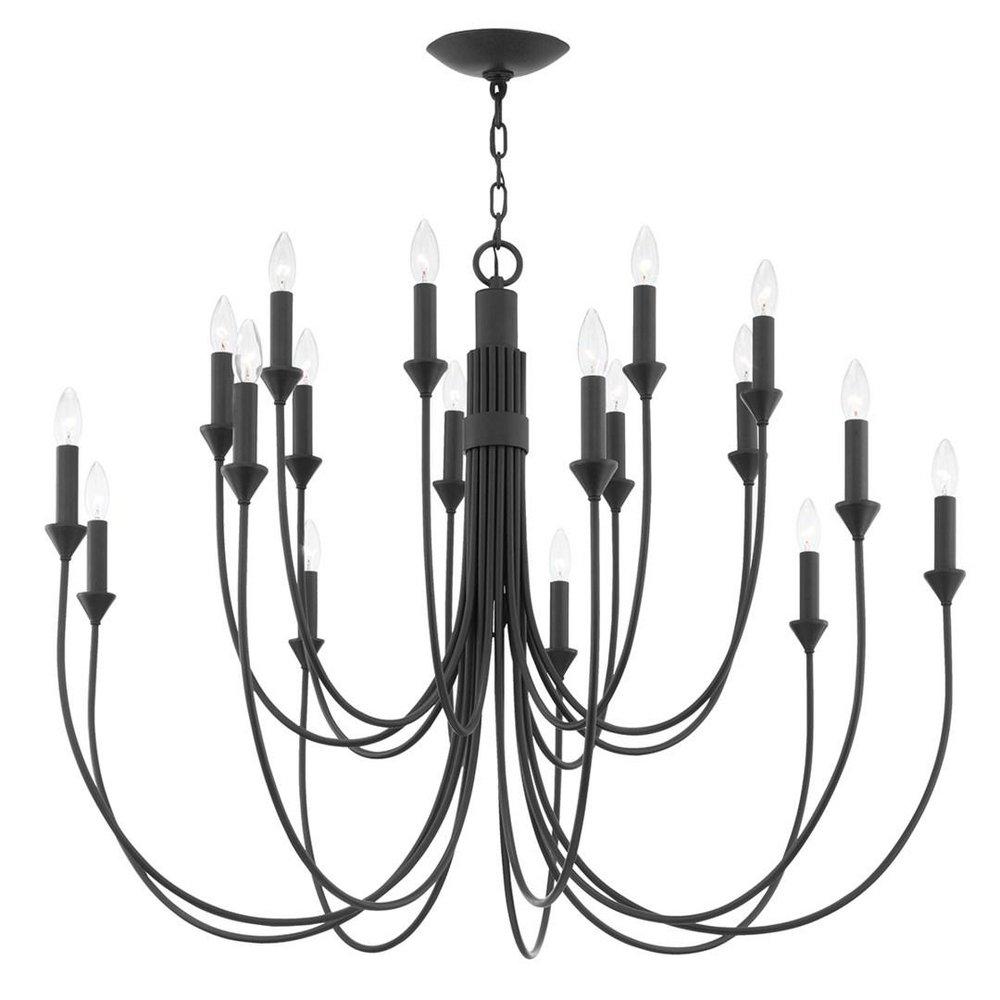 Troy Lighting Forged Iron 31-3/4 x 42 in. 40W 2-Tier 18-Light Incandescent Transitional Chandelier 