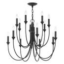 25-1/4 x 30 in. 40W 2-Tier 14-Light Incandescent Transitional Chandelier in Forged Iron