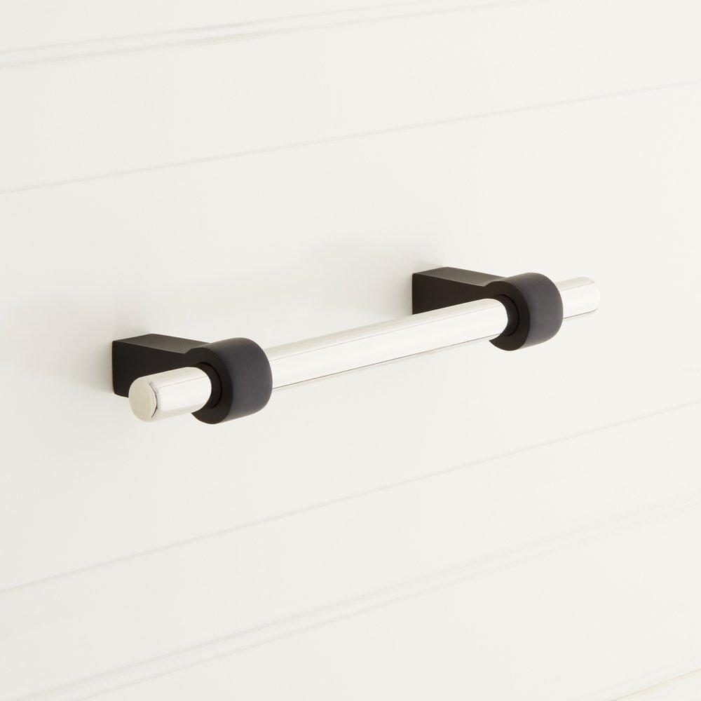 Signature Hardware Black/Polished Nickel 5-5/8 in. Solid Brass Cabinet Pull 