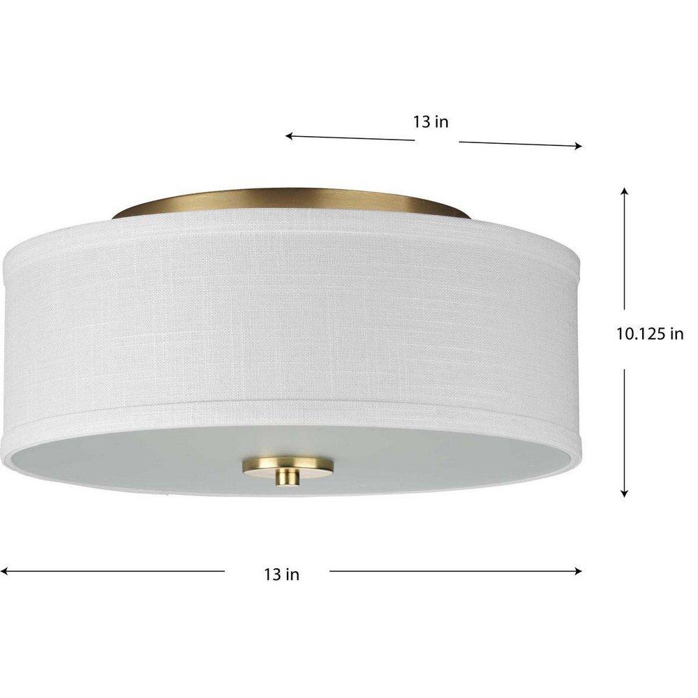 Progress Lighting Satin Brass 13 x 5-1/2 in. 60W 2-Light Incandescent Flush Mount Ceiling Fixture 