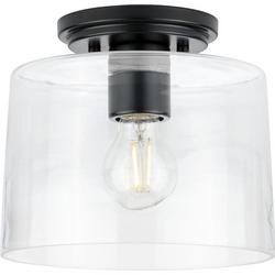 60W 1-Light Semi-Flush Mount Ceiling Fixture with Medium E-26 Base in Matte Black