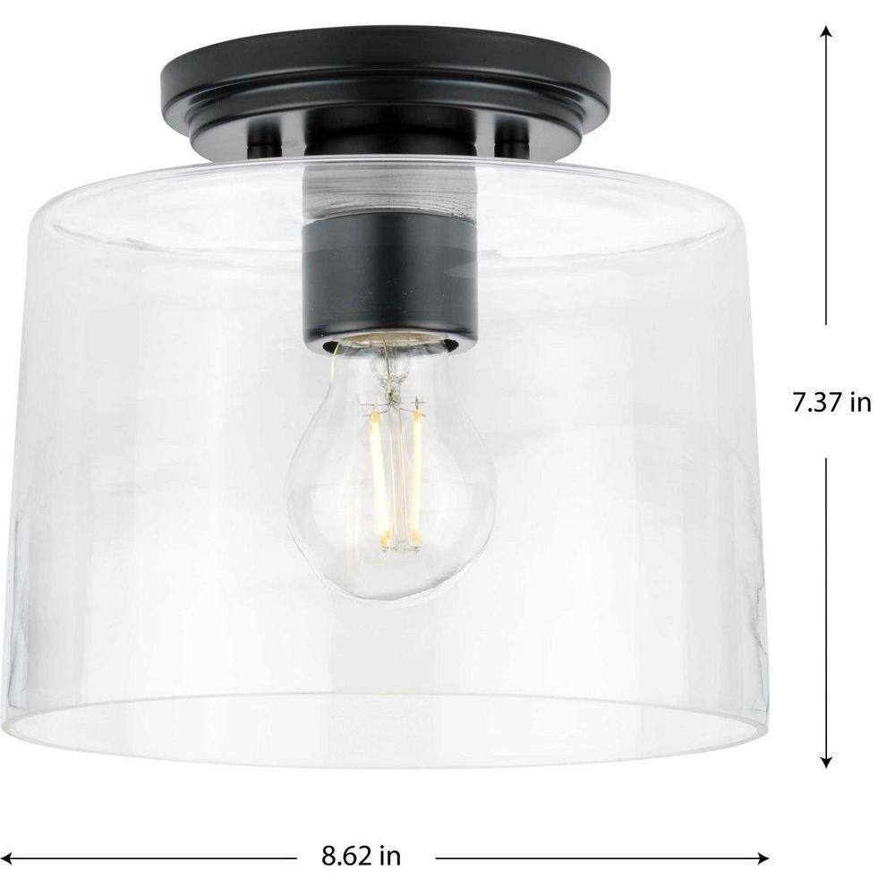 Progress Lighting Matte Black 60W 1-Light Medium E-26 Incandescent Semi-Flush Mount Ceiling Fixture 