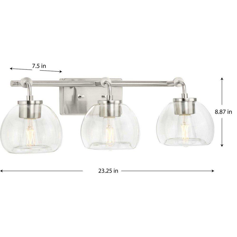 Progress Lighting Brushed Nickel 60W 3-Light Medium E-26 Vanity Fixture 