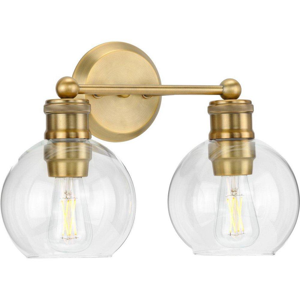 Progress Lighting Vintage Brass 100W 2-Light Medium E-26 Vanity Fixture 