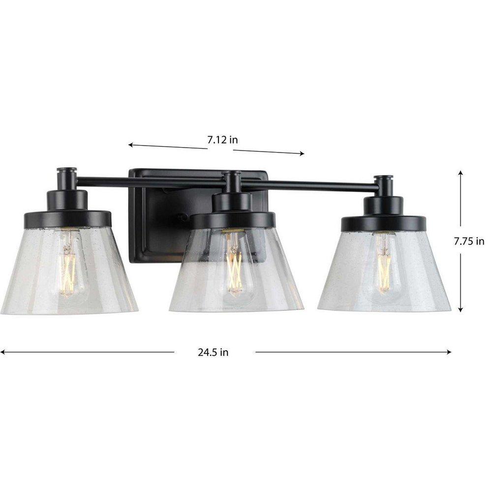 Progress Lighting Matte Black 60W 3-Light Medium E-26 Vanity Fixture 