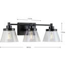 Progress Lighting Matte Black 60W 3-Light Medium E-26 Vanity Fixture 